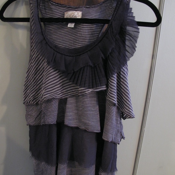 DELETTA ANTHROPOLOGIE Plum Purple Tiered Tank M - Picture 3 of 15